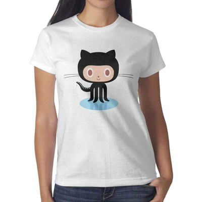 

Cat White Octopus Figure Young Women White Tshirt Cotton Leisure T-Shirts