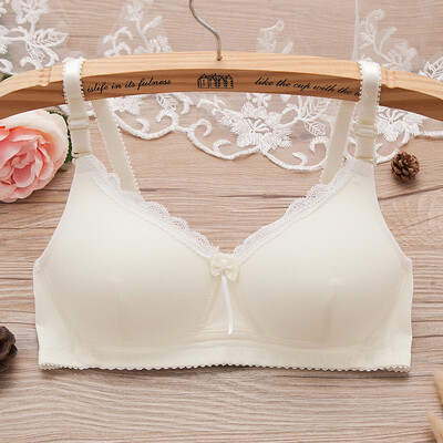 

LAXJOY Langyue 2018 sexy lace comfortable cotton girl without steel ring bra student development period on the bra thin model cup LNWX189408 yellow X2 3475
