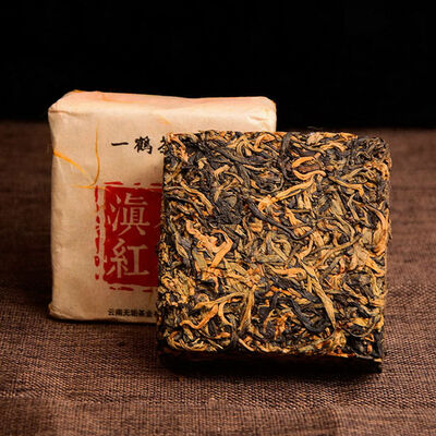 

400 Years Ancient Tree Golden Buds Dian Hong Yunnan Gold Black Tea Brick 250g