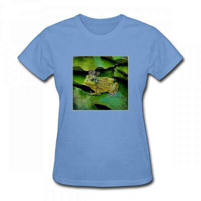 

Andrea Haase Animals Illustration Funny Green Frog with Golden Crown Illustration Women T-Shirt