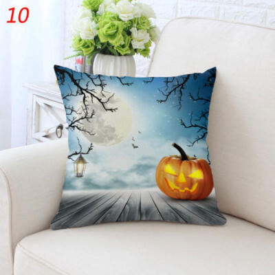 

Halloween Pumpkin Cotton Linen Throw Pillow Case Cushion Cover Home Sofa Decor