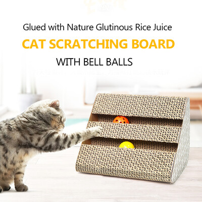 

Cat Scratcher Pad Scratching Ramp Board Corrugated Cardboard with Bell Ball Cat Scratch Play Toy