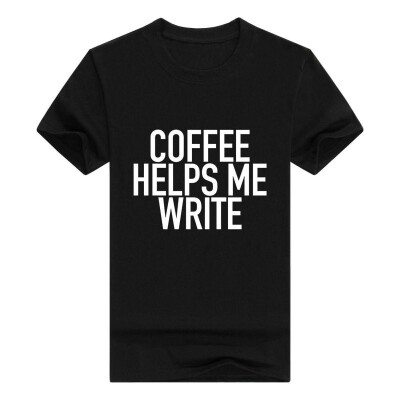 

Coffee Helps Me Write - Funny Writers Slogan Men Cotton T-Shirt