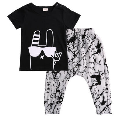 

2PCS Toddler Boys Baby Monster Outfits T-shirtLong Pants Clothes Set 6-24Month