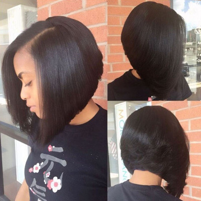 

Human Hair U Part Bob Wigs for Black Women Brazilian Straight Short Bob U Part Wig Glueless Natural Color 1X4 Inches Left Opening