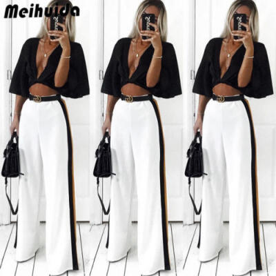 

Women Loose High Waist Wide Leg Flared Pant Trouser Palazzo Legging PLUS SIZE