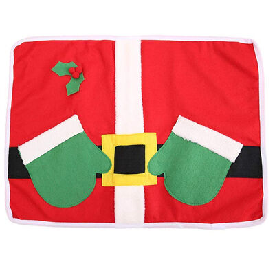 

UpperX Placemats Christmas Santa Suit Table Mats Placemat 4pcs Non-Slip Washable Place Mats Cutlery Holder Dinner Party Decor