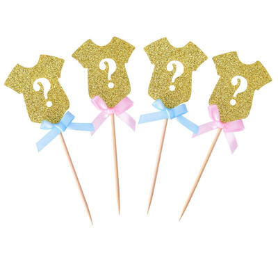 

UpperX Golden Glitter Gender Reveal Cupcake Toppers Gender Reveal Baby Shower Party Cupcake Supplies-24 pack
