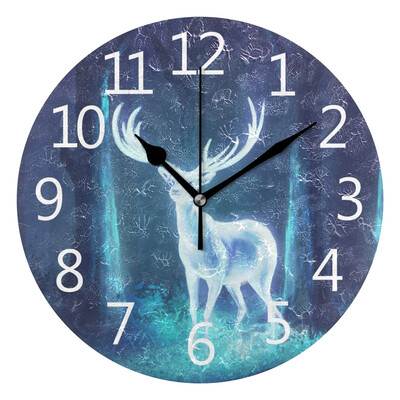 

Wall Clock Arabic Numerals Design Beautiful Deer Round