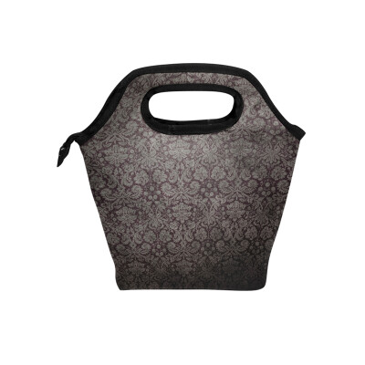 

Insulated Lunch Tote Bag Dark Floral Travel Picnic Lunch Handbags Portable Zipper Lunch Bag Box