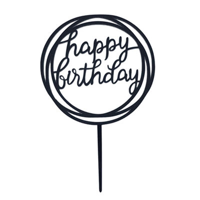 

UpperX Home Cake Wedding Birthday Cake Topper Card Birthday cake Acrylic sign Cake Party Decoration-Black Round