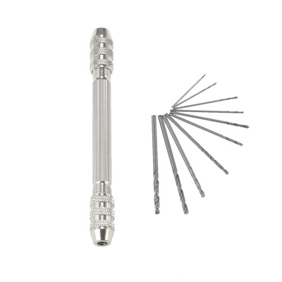 

Professional Mini Hand Drill Set with 10pcs High-speed Steel Twist Drill Bit Set High Quality Drill Bit Holder Double Chuck Hand D