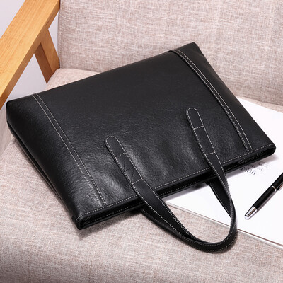 

Golf GOLF first layer leather business briefcase hit color line handbag fashion computer men bag D9BV13958J black