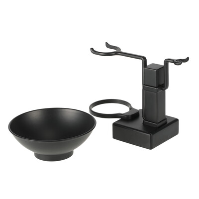 

2 in 1 Stand Holder Set for Shaving Brush Razor & Soap Bowl Mug Cup Set Shaving Kit Alloy Black Male Facial Cleaning Tool