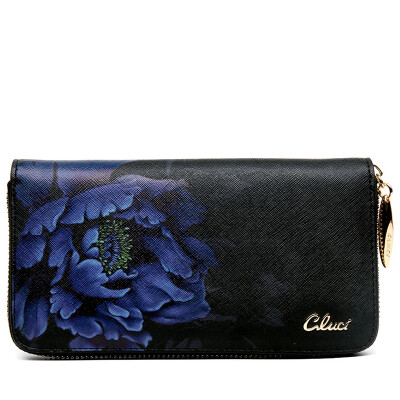 

Ke Lu Chi (CLUCI) long wallet female retro elegant elegant hand holding bag leather zipper ladies handbag C30591 black