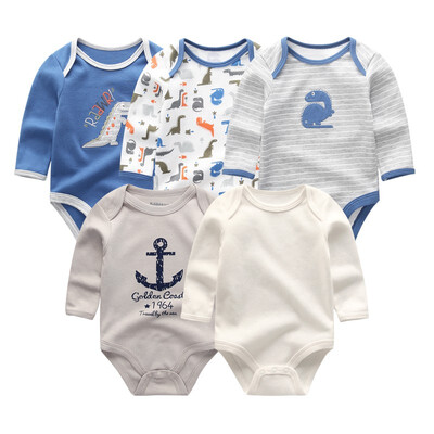 

5PCS Long Sleeve Baby Rompers Baby Boy Clothes Cotton Bodysuits Newborn One-Pieces Baby Girl Clothes Babywear Girls Clothing Sets