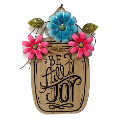 

UpperX Easter Garden Flower Basket Hanging Board Wooden Easter Basket Iron Board Shining Powder