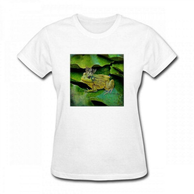 

Andrea Haase Animals Illustration Funny Green Frog with Golden Crown Illustration Women T-Shirt
