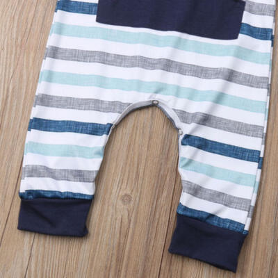 

Baby Boy Girl Striped Romper Jumpsuit Bodysuit Playsuit Pocket Outfit Clothes