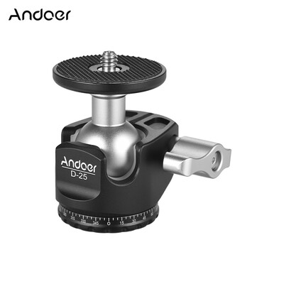 

Andoer D-25 CNC Machining Aluminum Alloy Double Notch Ball Head Mini Ballhead Low Center of Gravity for Manfrotto etc Tripod Monop