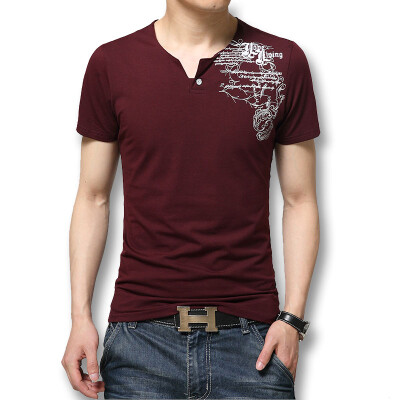 

Men T Shirt Fashion Men T Shirt 2016 Summer New Arrival Printed Men Casual V-neck Men T Shirts 5 Colors Casual Hot Sale T Shirts