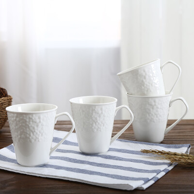 

[Jingdong supermarket] Shun Cheung embossed ceramic cup large capacity to drink water cup m cup 4 loaded