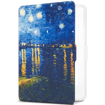 

Natusun K5-08 Adaptation Kindle 958 Case Case Kindle Paperwhite1 23 Electric Paper Book Sleeping Leather Case White Shell - Van Gogh Star