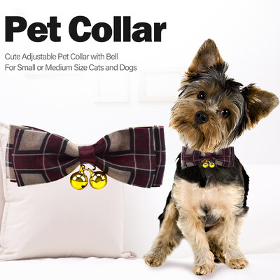 

Cat&Dog Collar with Bell Cute Pet Bowtie Adjustable Bowtie Collar for Small or Medium Cats&Dogs