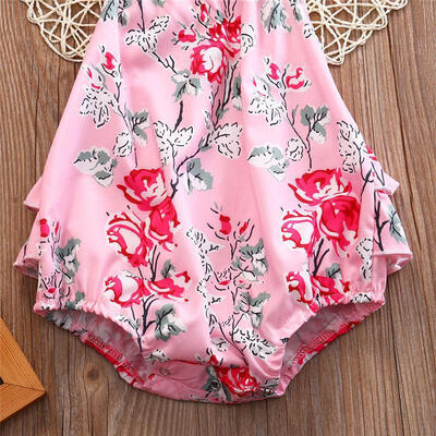

Newborn Baby Girls Clothes Flower Backless Romper Jumpsuit Bodysuit Sunsuit 0-2T