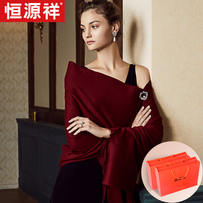 

Hengyuanxiang scarf female winter wool solid color thick long shawl dual-use Europe&the United States autumn wild warm collar annual meeting group buy exquisite gift boxed wine red