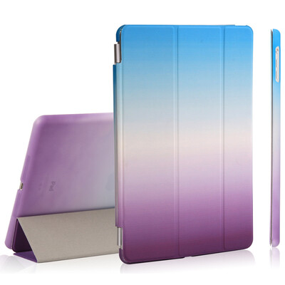 

KOOLIFE Apple iPad AIR1 защитная крышка радужная комбинированная пробуждение / тройной кожаный чехол / кронштейн кожаный чехол iPad air1 плоский защитный кожух 9,7 дюйма - синий + фиолетовый