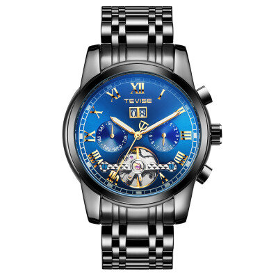 

TEVISE 9005 High-quality Skeleton Automatic Men Mechanical Watch Moon Phase Stainless Steel Clock Mens Business Men Wristwatches R