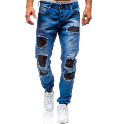 

Seller Mens Ripped Skinny Biker Jeans Destroyed Frayed Slim Fit Denim Pants