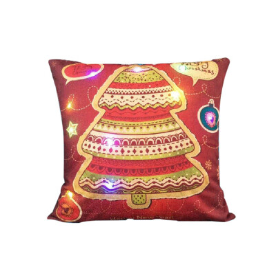 

18 18 inches 45 45cm Linen Colorful LED Light Merry Christmas Cushion Cover Decorative Sofa Car Throw Pillow Case Pillowcase