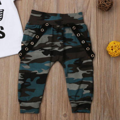 

Canis Toddler Baby Boys Hip Hop Tops T-shirt Camo Pants Outfits Set Clothes 0-3T