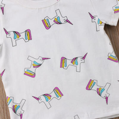 

Toddler Kids Baby Boys Girls Summer Short Sleeve Unicorn Tops T-shirt Clothes