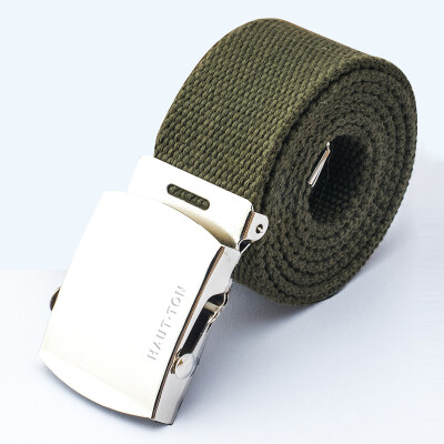 

HAUTTON belt mens canvas belt casual simple automatic buckle outdoor fashion belt JL1123 army green army green