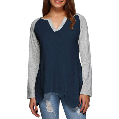 

V-neck stitched Long-sleeved Top