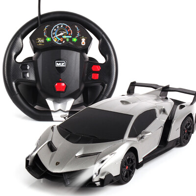 

early teaching] the United States to the model (MZ) remote control car 1:24 Lamborghini Poison (steering wheel remote control) gravity sensor operating model toy car gray