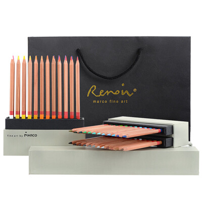 

Marco 3100-48WB Renoir Series 48 Color Pencil Paintbrush Colorful Wooden Box Gift Box