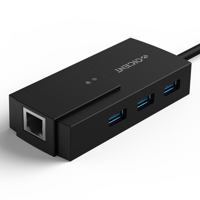 

QIC LU3-BK USB 3.0 Hub with 3 Ports and 1000 Mbps RJ45 Ethernet Adapter