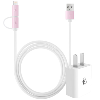 

BIAZE 5V / 1A Charger + Lightning / Micro Combo mobile phone data cable charging line K3 pink support Apple Andrews Samsung millet Huawei M1 + K3