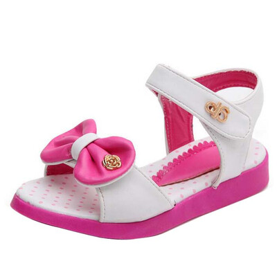 

2016 Summer Kids Girls Fashion Sandals Soft Bowknot Princess Flats Dress Shoes