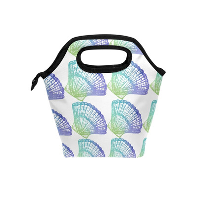 

Lunch Tote Bag Blue Shell Travel Picnic Insulated Lunch Handbags Portable Zipper Lunch Bag Box
