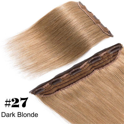 

100 Remy Human Hair Clip in Hair Extensions 34 Full Head 1 piece 5 clips Smooth Silky Straight for Women