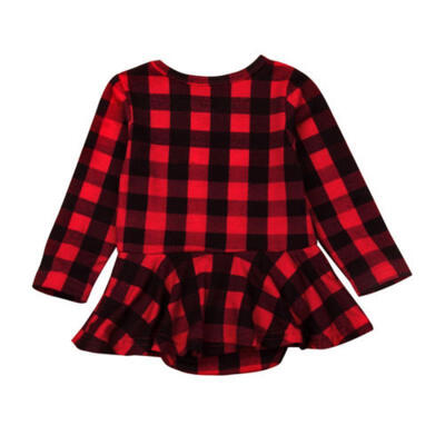 

Cute Baby Plaid Long Romper Newborn Girls Jumpsuit Bodysuit Dress Skirts Outfits