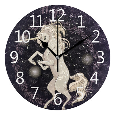 

Wall Clock Magic Unicorn Round Wall Clock Arabic Numerals Design
