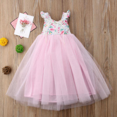 

UK Flower Girls Dress Lace Princess Party Wedding Bridesmaid Dress Long Sundress