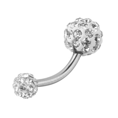 

1PC Navel пупка Бар кольцо Штанга Rhinestone Crystal Ball пирсинг