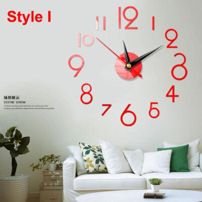

Large DIY Number Wall Clock 3D Mirror Sticker Modern Home Office Decor Art Decal